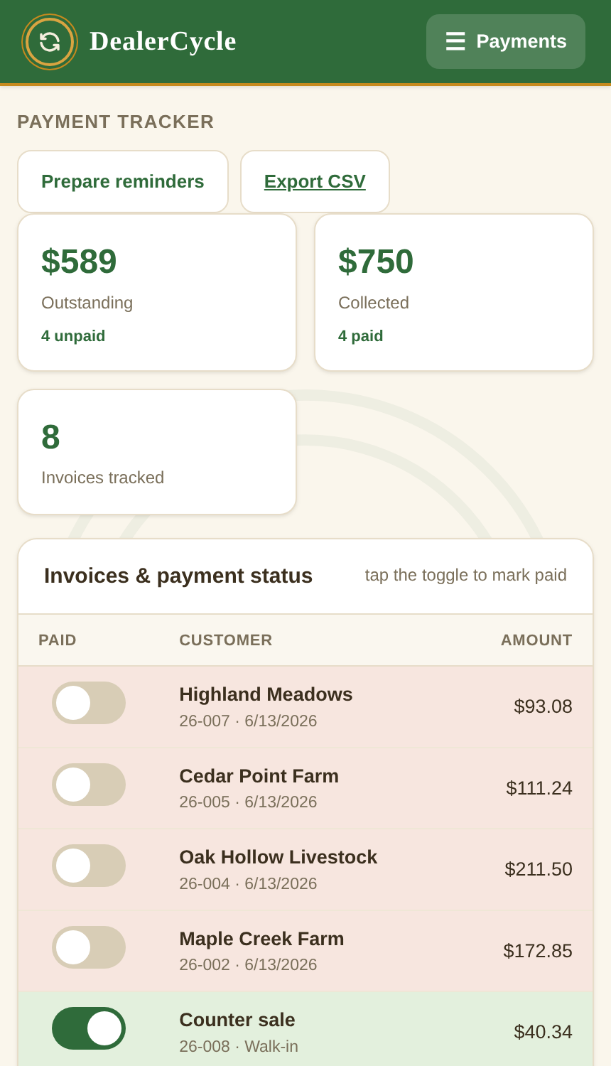 Payment tracker
